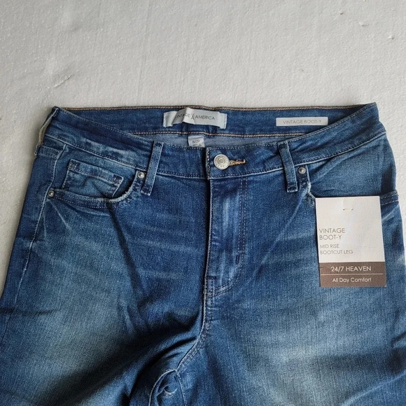 NWT Vintage America Womens Jeans Blue Mid Rise Bootcut Heaven Comfort Denim 8/29 - Picture 7 of 9